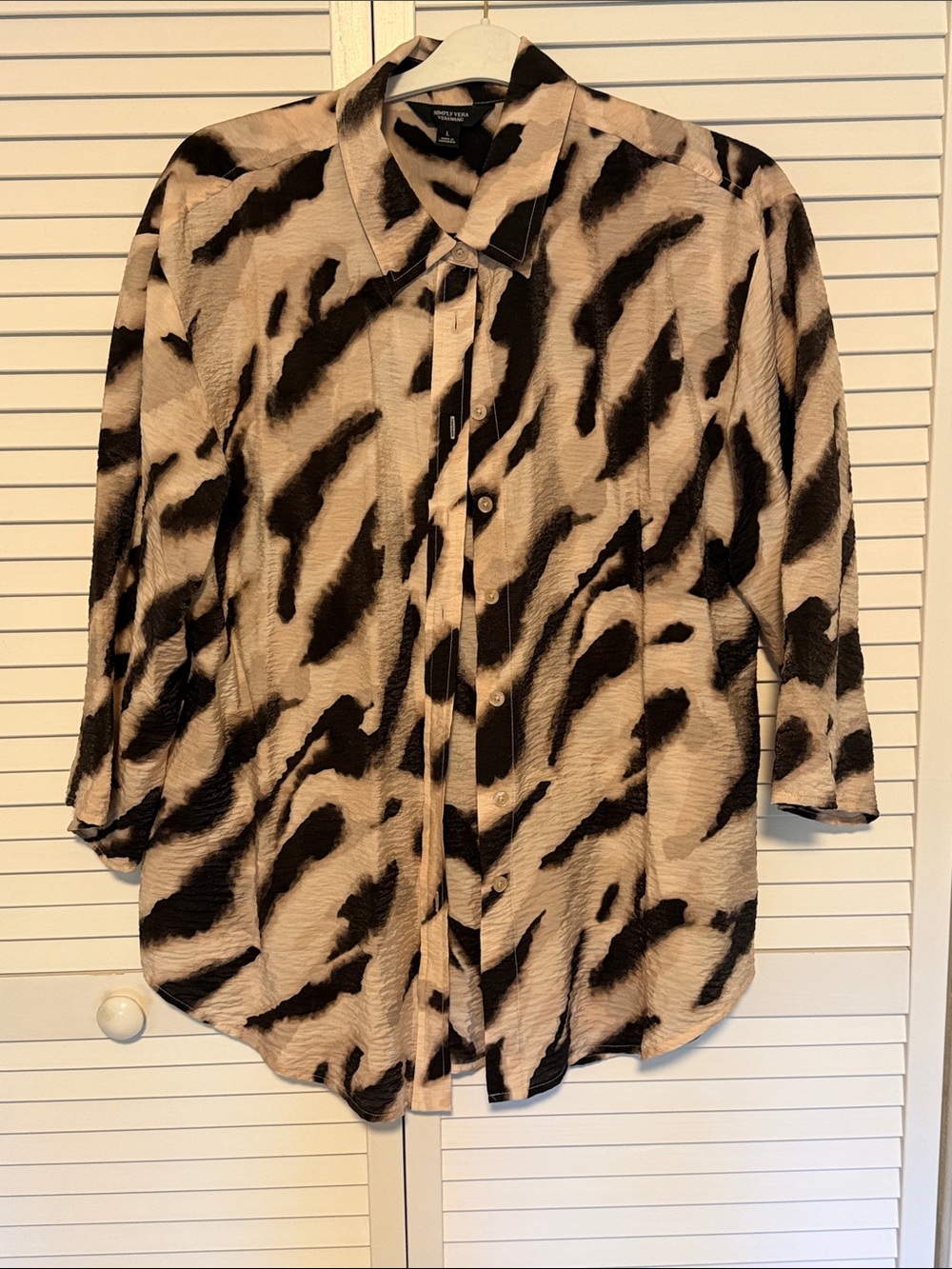 Simply Vera Vera Wang Beige and Black Animal-Print Tunic Top
